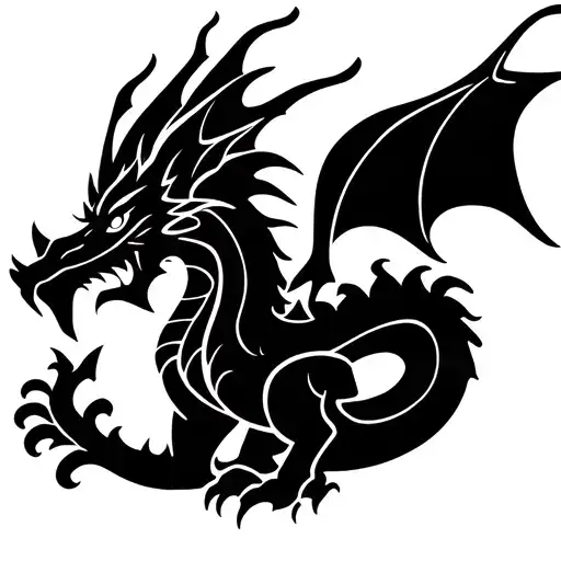 Welsh Dragon Minimalist Blackwork