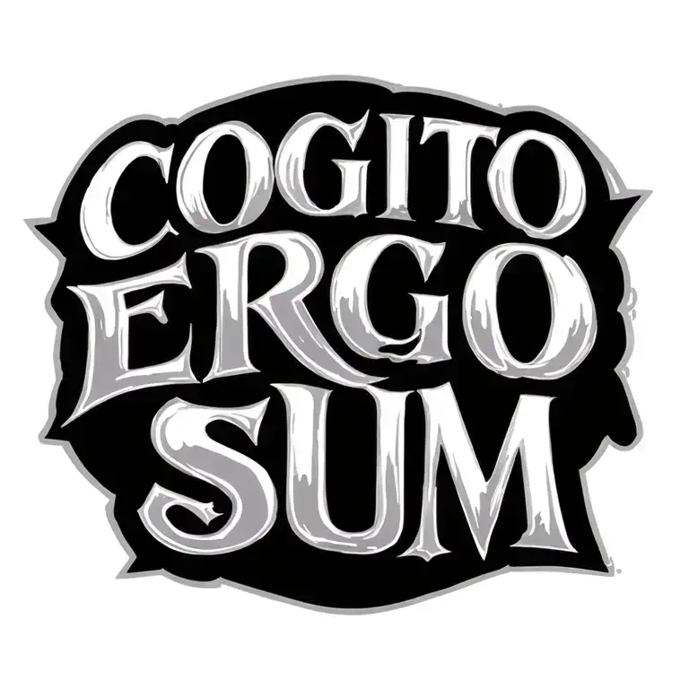 Aggressive Lettering Text Will Say Cogito Ergo Sum Placement Upper Back