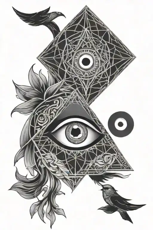 Geometric With Evil Eye Symbol Integrated