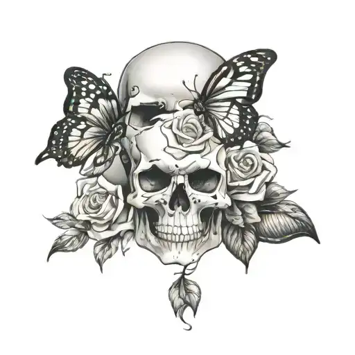 Skull Roses Butterflies