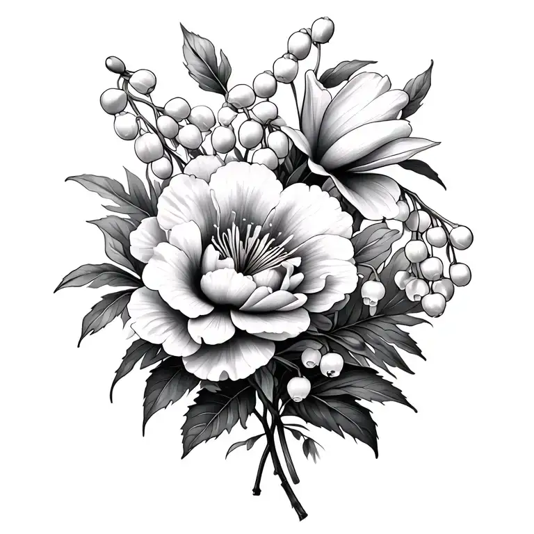 Peonies And Lily Of The Valley Flowers