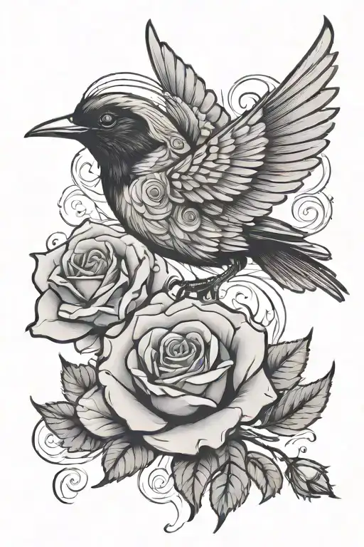 Rose Bird Flying