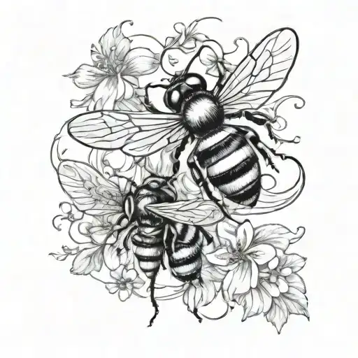 K J S Script With Two Small Bees