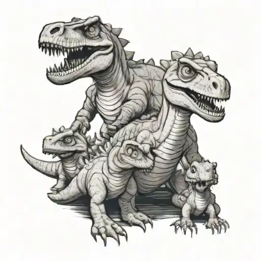 A Father Dinosaur Teaching Baby Dinosaurs How To Craft