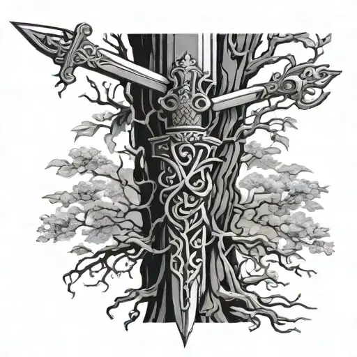 Tree And Sword Intertwined