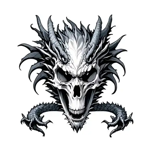 Dragon And Scull Decorated