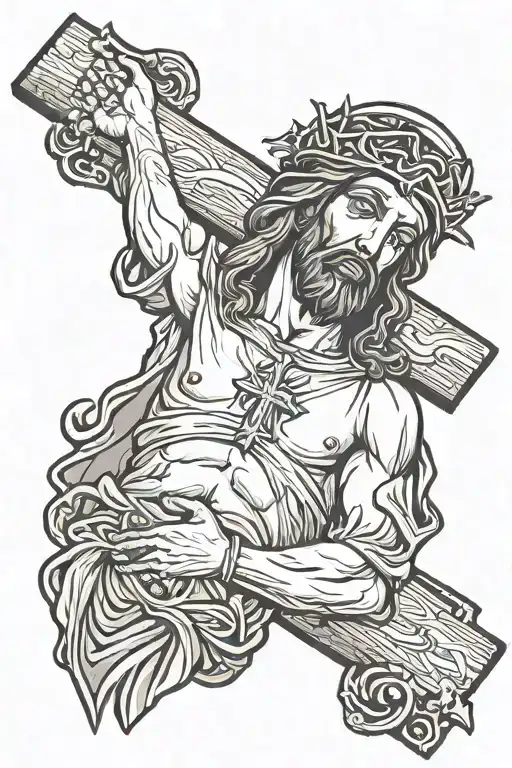 Jesus On Cross Hand Holding