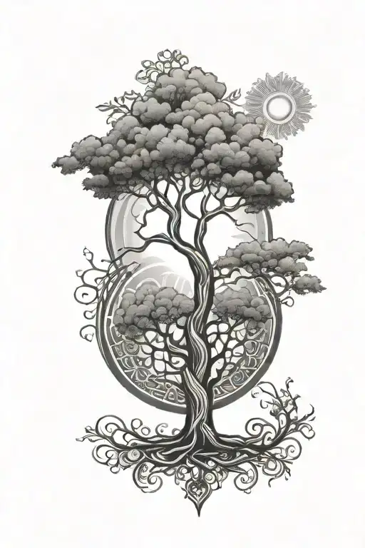 Tree Of Life And Sun Rays