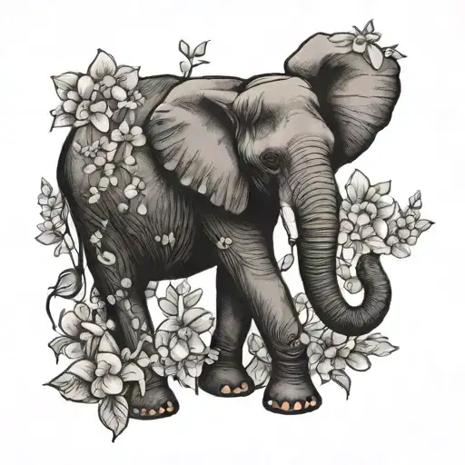 Elephant And Forget Me Not Flowers