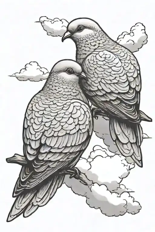 Small Doves With Cloud Background