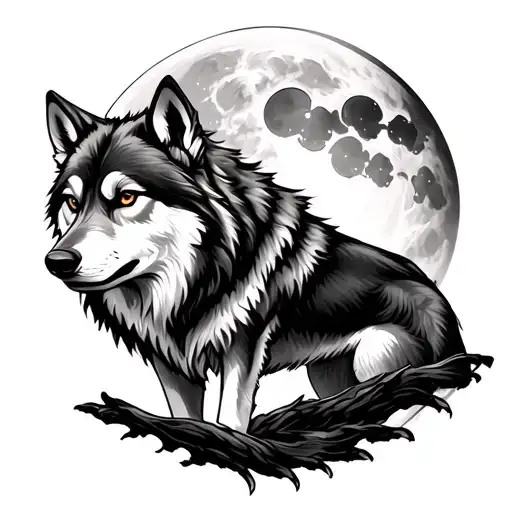 Wolf With A Moon