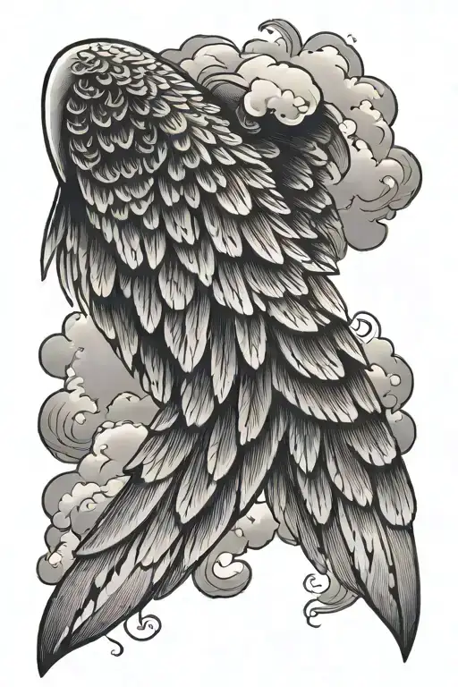 Wings With Cloud Background