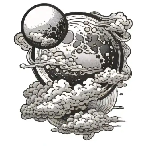 Waning Gibbous Moon And Clouds