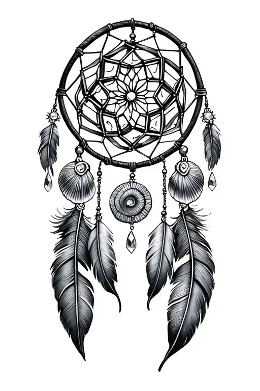 Dreamcatcher With Seashells And Gems Woven Into The Webbing