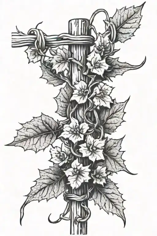 Barbed Wire Line With Poison Oak Wrapping Around It