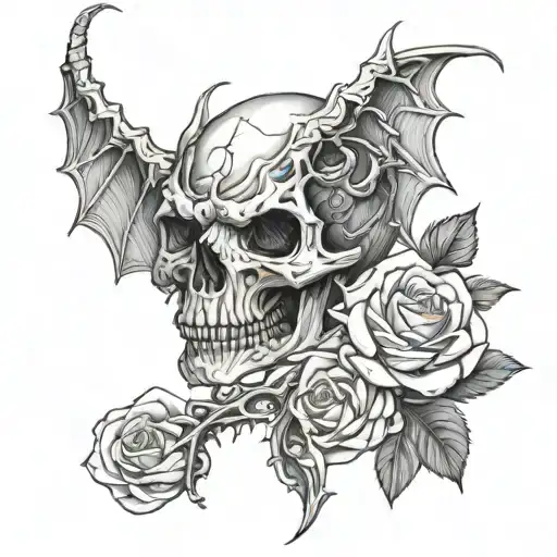 Skull Roses Dragon