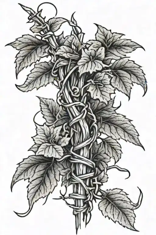 Poison Oak Wraping Around Barbed Wire Coming