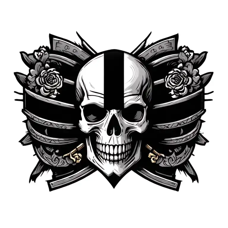 Samurai Skull With A Black Strip Of Jiujitsu