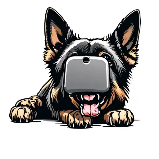 Heavy Equipment Combined With Military Dog Tag