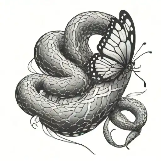 Snake And Butterfly Emerging