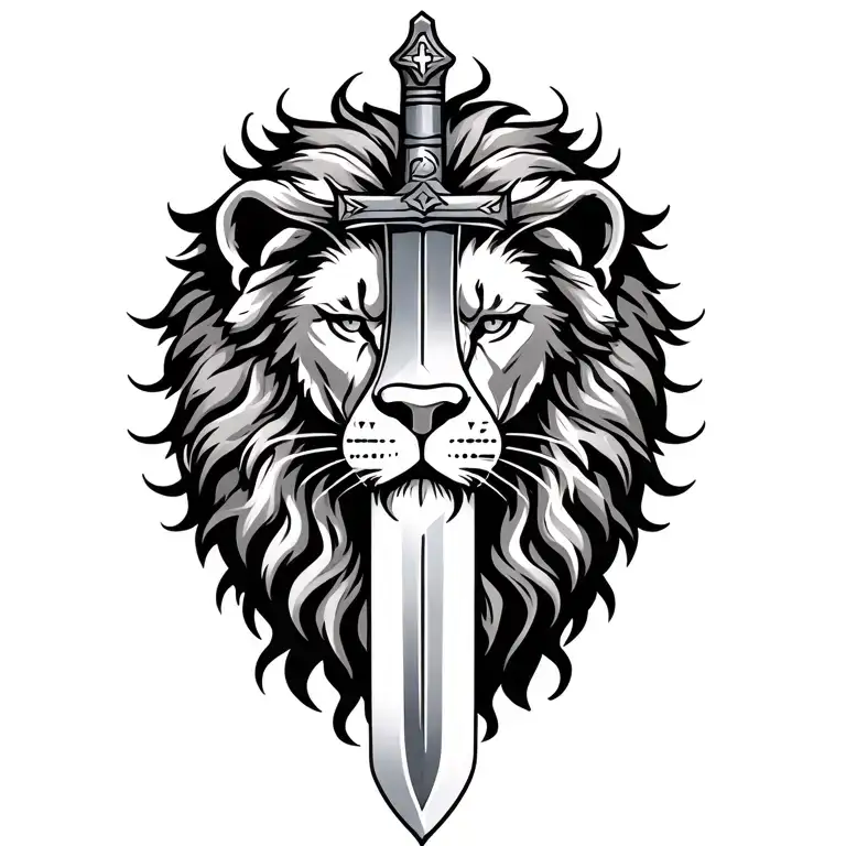 Lion Of Judah With Sword And Cross