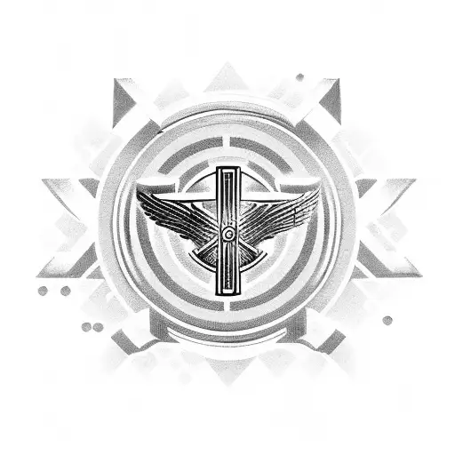 Combat Medic Symbol With A Backdrop Of An Airfield At Dusk