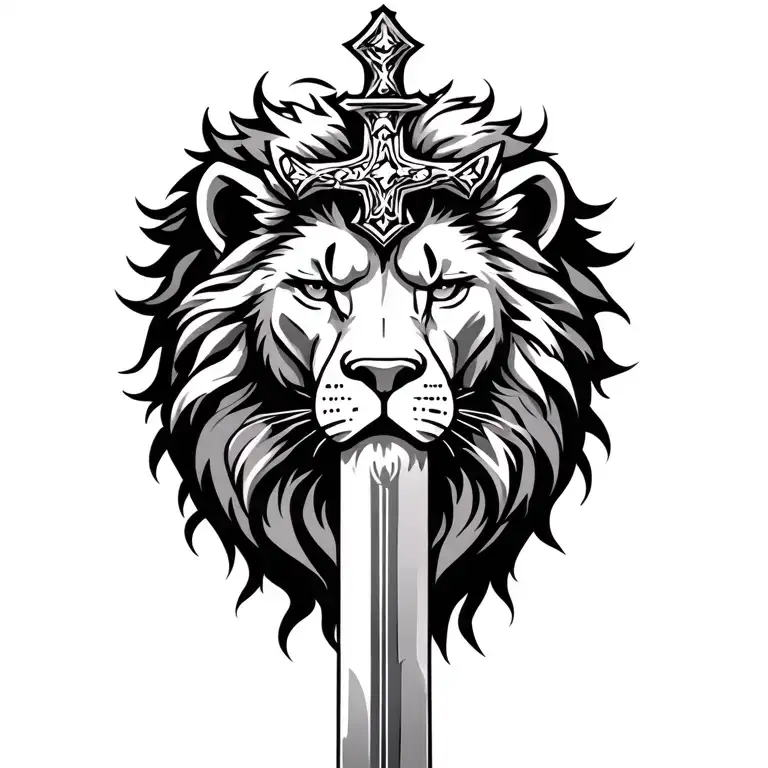 Lion Of Judah With Sword And Cross
