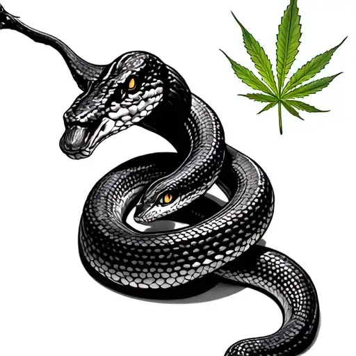 Snake And Bud Weed Tattoo
