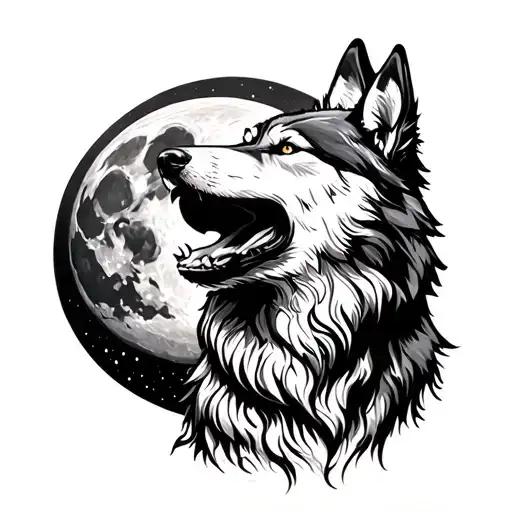Wolf Howling At The Moon Rising