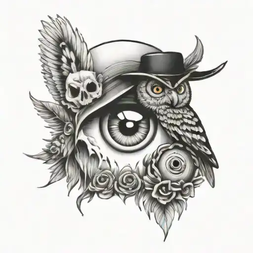 Eye And Owl And Skull