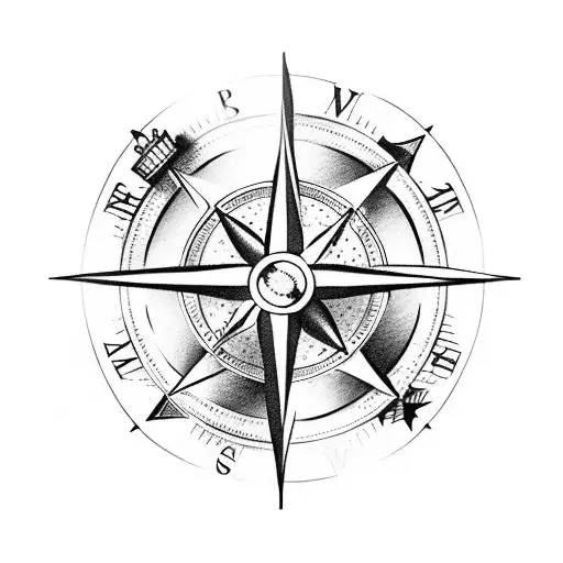 Arrow And Compass And Passport Stamps And Travel