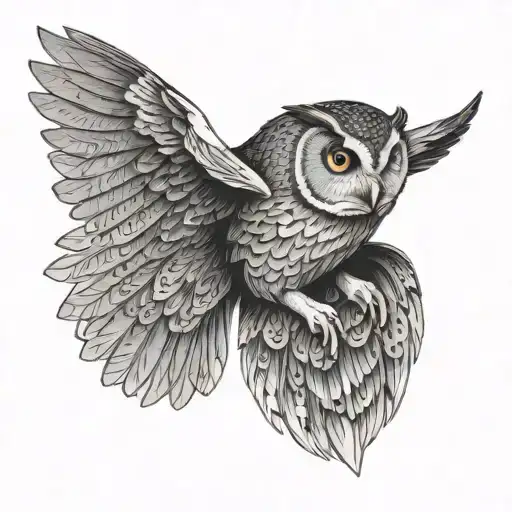 Owl With Open Wings