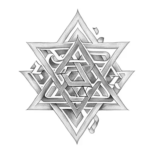 Jewish Star Of David Written By Hebrew Alphabet