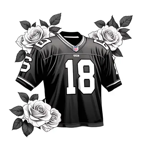 Back Football Jersey With Football And Roses Growing