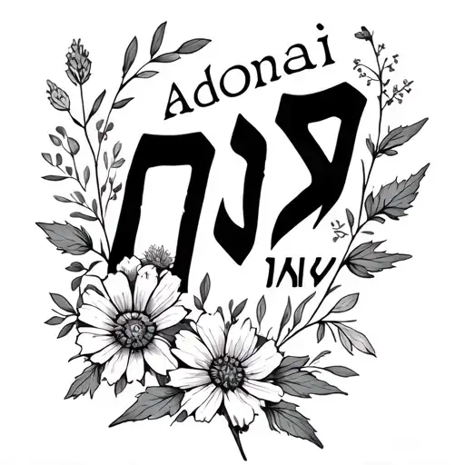 Adonai In Hebrew With Wildflowers And Weeds Small Dainty Black Ink Back Of Arm