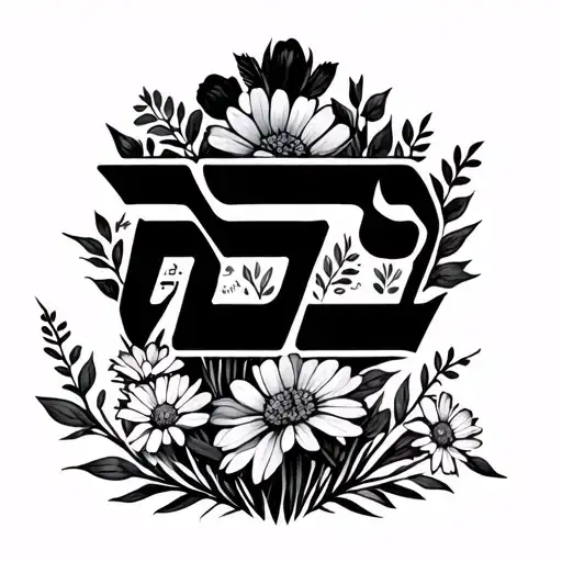 Adonai In Hebrew With Wildflowers And Weeds Small Dainty Black Ink Back Of Arm Minimalist