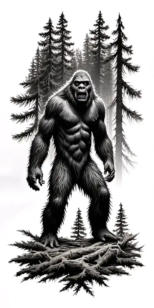 Pine Forest Wrap Around And Bigfoot