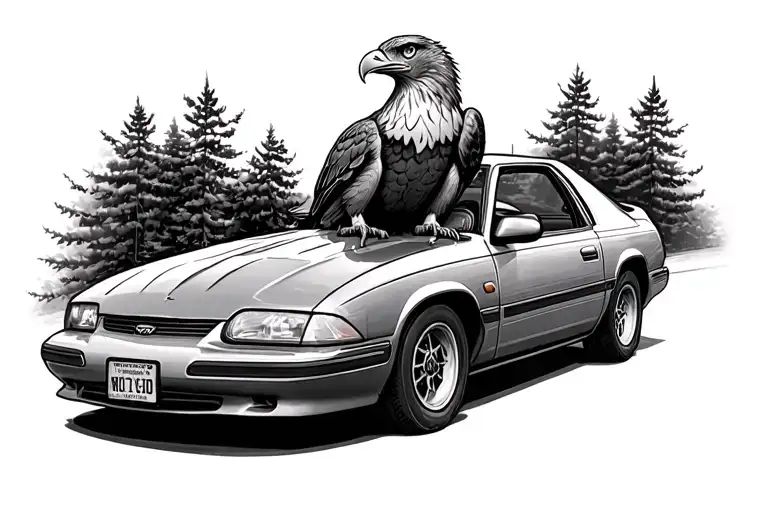 Eagle Sitting On Car Driving