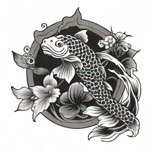 Paw Print And Koi Fish