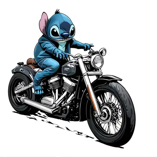 Disney Stitch On A Adventure Motorcycle Riding Hood