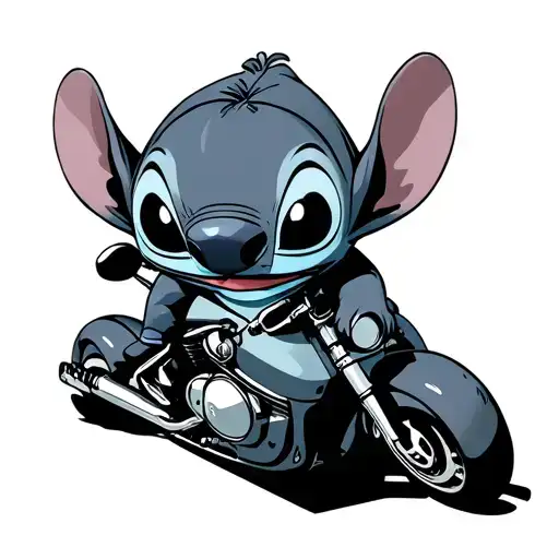 Disney Stitch On A Bwm Gs1300 Motorcycle Riding Hood