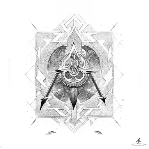 An Intricate Waterman Symbol With A Lightning Bolt Twist