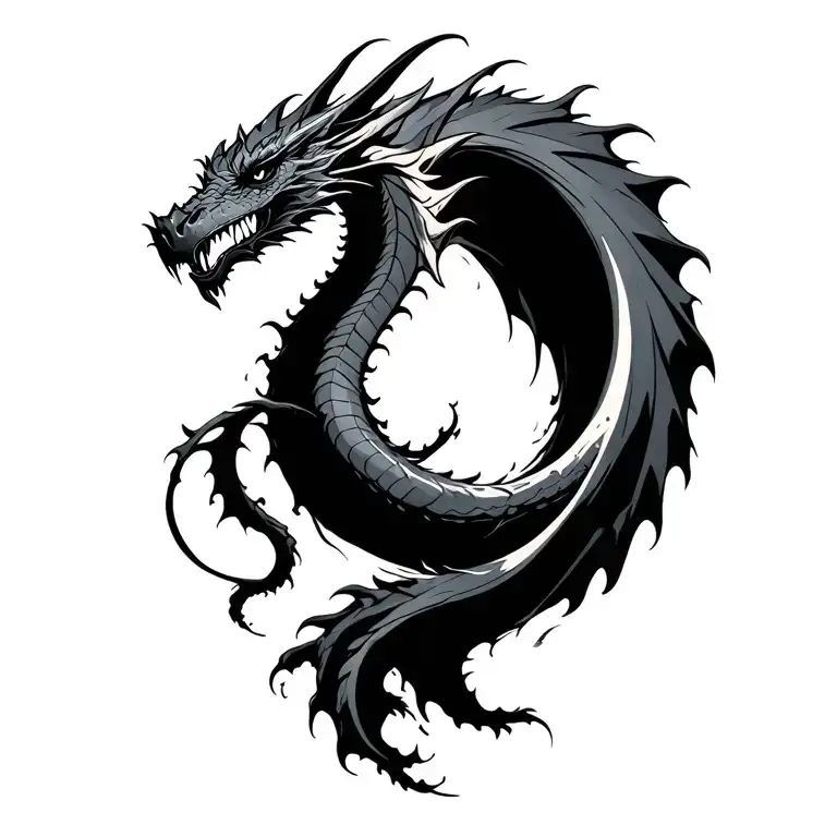 A Minimalist Tattoo For Men Of A Dragon Devouring A Blackhole