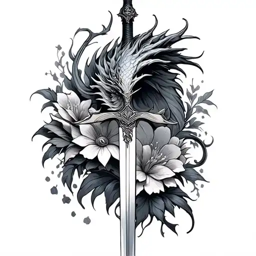 Dragon Book Sword Flowers