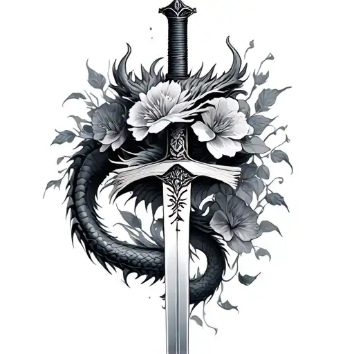 Dragon Book Sword Flowers