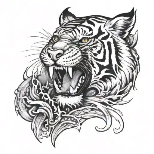 Tiger Sleeve With A Dragon In It