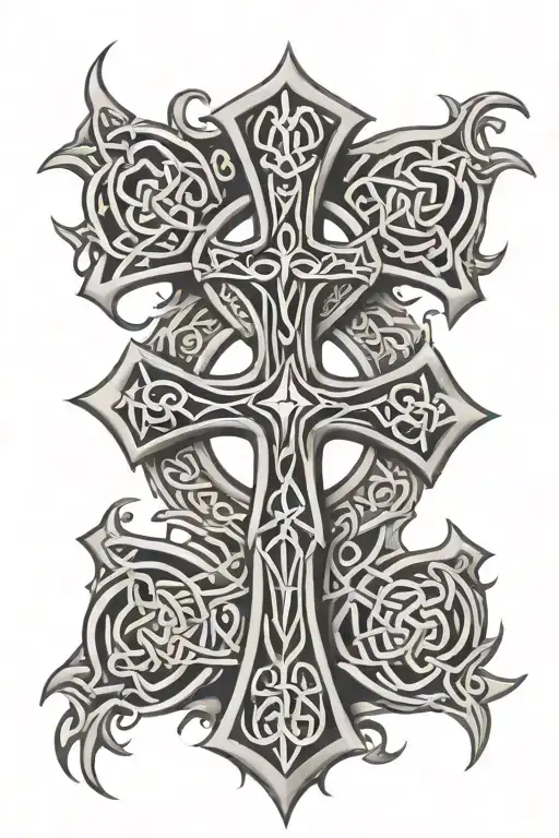 Celtic Cross With Tribal