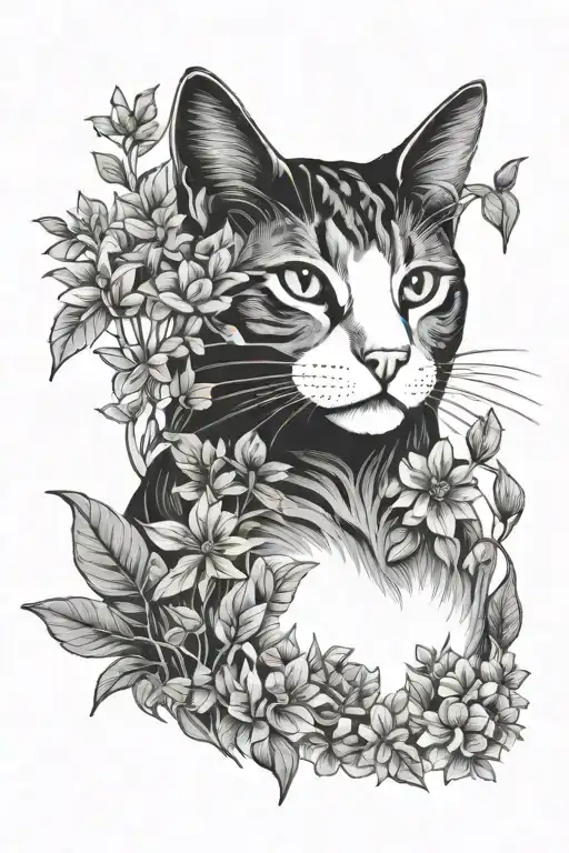 Cat With Plants