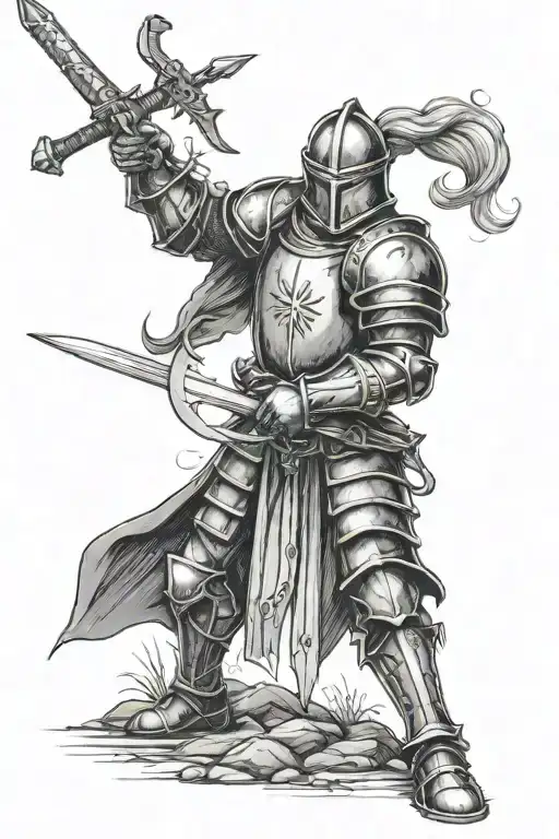 Knight Holding A Sword Piercing