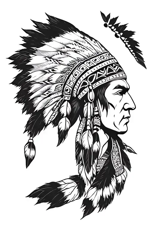 Intailian And Native American Traditional Tattoo Design Man